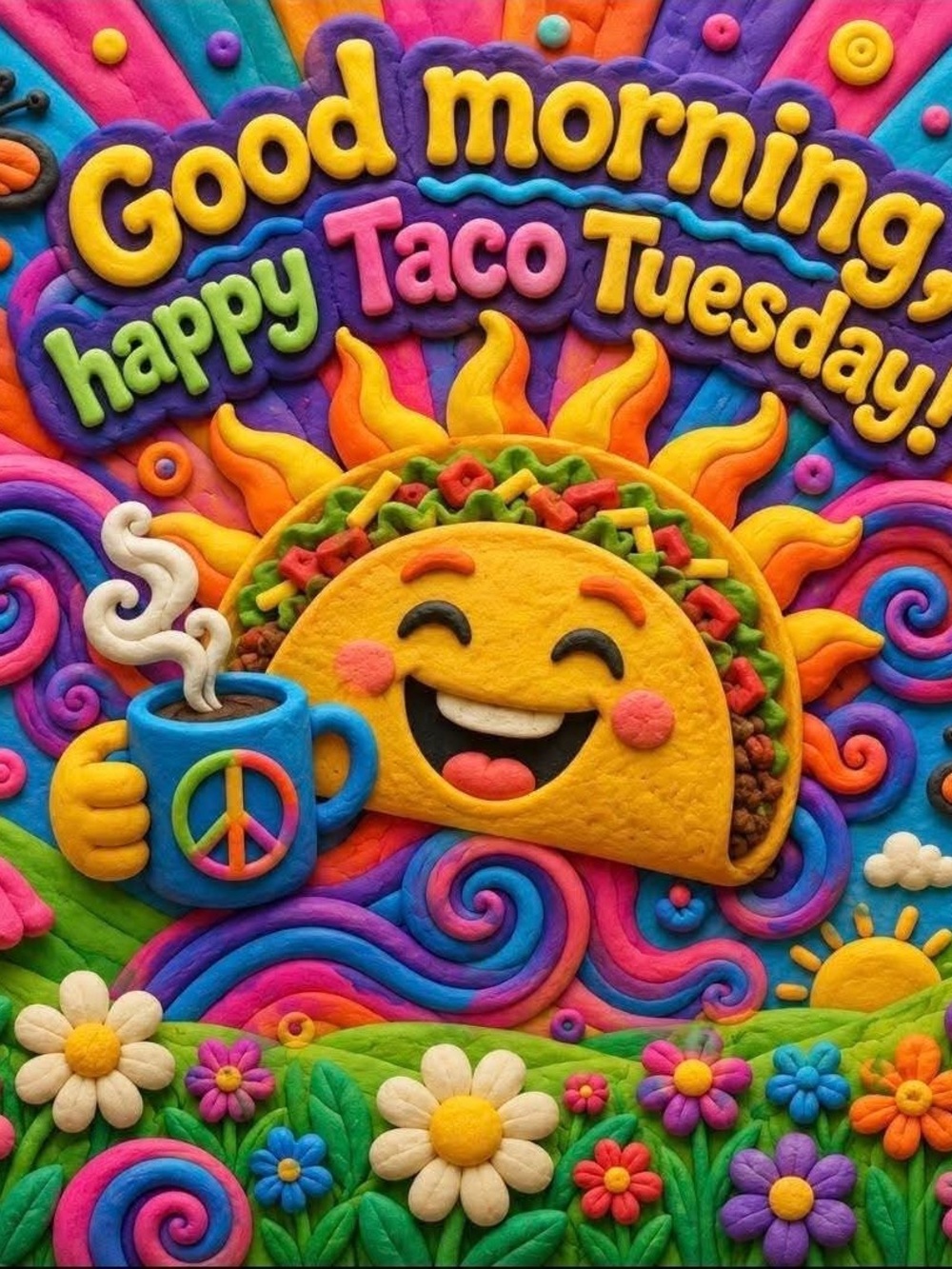 Happy Taco Tuesday Colorful Wall Art Print - Multicolor